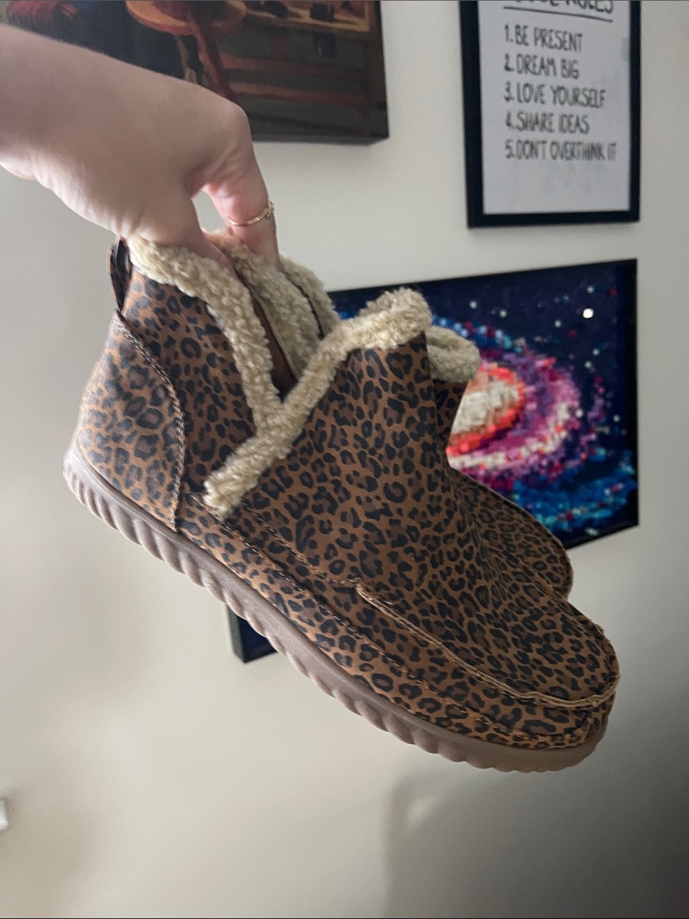 Kim Rogers Leopard Print Faux Fur Lined Slip-On Slippers - Brown